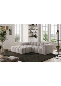 Ecksofa COTTA "Rocco L-Form, B: 248 cm, modernes Bubble-Sofa, gro&szlig;z&uuml;giger Sitzkomfort", grau (sand), B:248cm H:73cm T:93cm, 92% POLYESTER (PES) / 8% POLYAMID (PA), Sofas, Ecksofa, Wohnlandschaft-Charakter, frei stellbar, modernes Design