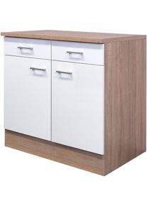 Unterschrank Flex-Well "Samoa", wei&szlig; (wei&szlig;, sonoma eiche), B:80cm H:85cm T:57cm, Holzwerkstoff, Schr&auml;nke, Unterschrank, (B x H x T) 80 x 85 x 60 cm, f&uuml;r viel Stauraum