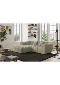 Ecksofa COTTA "Rocco L-Form, B: 248 cm, modernes Bubble-Sofa, gro&szlig;z&uuml;giger Sitzkomfort", beige (gr&uuml;n), B:248cm H:73cm T:93cm, 92% POLYESTER (PES) / 8% POLYAMID (PA), Sofas, Ecksofa, Wohnlandschaft-Charakter, frei stellbar, modernes Design