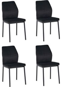 Esszimmerstuhl OTTO HOME "Nora, 4er-Set", schwarz (schwarz, schwarz, schwarz), B:44,5cm H:86cm T:56,5cm, Metall, Polyester, Polyurethan, St&uuml;hle, Esszimmerstuhl, moderne Samtst&uuml;hle mit Kontrastn&auml;hten und schwarzem Metallgestell