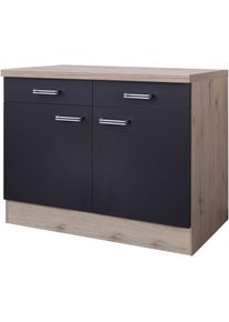 Unterschrank Flex-Well "Antigua", grau (anthrazit, san remo eiche), B:100cm H:86cm T:57cm, Holzwerkstoff, Schr&auml;nke, Unterschrank, (B x H x T) 100 x 86 x 60 cm, f&uuml;r viel Stauraum