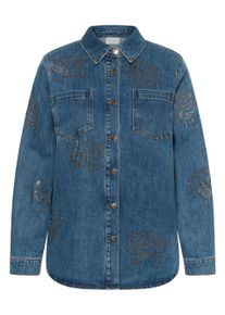 Jeansbluse Kaffe CURVE "Damen Jeanshemd KCastelia", Damen, Gr. 44, blau (medium washed blau), Obermaterial: 96% Baumwolle CO. 3% Polyester PES. 1% Elasthan EL., Blusen Jeansbluse