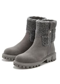 Stiefelette ELBSAND "Boots, Winterboots, Lederstiefelette, Lederboots, Winterstiefel", Damen, Gr. 41, grau (hellgrau), Obermaterial: 65% Rindsleder, 35% Textilmaterial. Decksohle: 100% Textilmaterial. Futter: 80% Textilmaterial, 20% Lederimitat. Laufsohle: 100% Synthetik, unifarben, Basic, Schuhe Stiefelette, NEU Stiefel aus Veloursleder mit Warmfutter und leichter Profilsohle