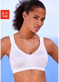 active by Lascana Sport-BH LASCANA ACTIVE, Damen, Gr. 85, Cup A, blau (wei&szlig;), Trikot, Obermaterial: 90% Polyester (COOLMAX), 10% Elasthan, BHs Sport-BH, ohne B&uuml;gel, mit Verschluss, gro&szlig;e Gr&ouml;&szlig;en, mit breiteren Tr&auml;gern
