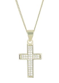 Adelia&acute;s Kreuzanh&auml;nger ADELIA&acute;S "Damen Anh&auml;nger &iquest; Kreuz Kreuzanh&auml;nger aus 925 Silber mit Zirkonia", gold, Schmuckanh&auml;nger, Damen, Kreuzanh&auml;nger