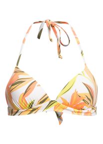 Triangel-Bikini-Top Roxy "Printed Beach Classics", Damen, Gr. L, Cup B, wei&szlig; (hellwei&szlig; subtly salty flat), 87% Nylon, 13% Elasthan, Bikini-Oberteile Triangel-Bikini-Top