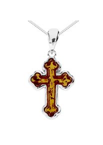 Kette mit Anh&auml;nger OSTSEE-SCHMUCK "- Kreuz 20x15 mm - Silber 925/000 - Bernstein" Gr. 36, silber (silber 925, silberfarben, wei&szlig;), Schmuck_Sets, Damen, Silber 925 (Sterlingsilber), Kette mit Anh&auml;nger