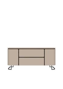 Sideboard HOME AFFAIRE "AURA, Kommode, Kombikommode, Stauraumschrank, mit LED-Beleuchtung", beige (mokka), B:182cm H:79cm T:46cm, Holzwerkstoff, Sideboards, Sideboard, UV lackiert, Soft Close Funktion, Metallrahmen als Basis des Elements