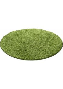 Hochflor-Teppich AYYILDIZ TEPPICHE "Life Shaggy 1500 , auch als L&auml;ufer und in Rund erh&auml;ltlich" Gr. 9, gr&uuml;n, H:30mm &Oslash;:160cm, Kunstfaser, Teppiche, Hochflor-Teppich, Langflor, uni, gro&szlig;e Farb- und Gr&ouml;&szlig;enauswahl. Wohnzimmer, alle R&auml;ume