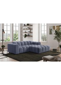 Ecksofa COTTA "Rocco L-Form, B: 248 cm, modernes Bubble-Sofa, gro&szlig;z&uuml;giger Sitzkomfort", blau (light coal), B:248cm H:73cm T:93cm, 92% POLYESTER (PES) / 8% POLYAMID (PA), Sofas, Ecksofa, Wohnlandschaft-Charakter, frei stellbar, modernes Design