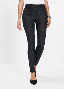 Jeansjeggings bonprix "Jeggings mit Leo-Druck", Damen, Gr. 36/38 (S), N-Gr, grau (grau, schwarz leo bedruckt), Obermaterial: 70% Baumwolle, 25% Polyester, 5% Elasthan, skinny fit, Jeans Jeansjeggings, Skinny Fit, aus Baumwolle, Polyester und Elasthan, mit Leo-Druck