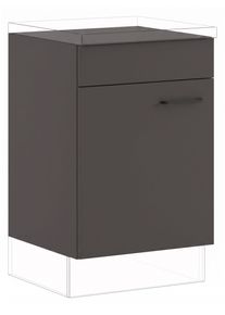 Kochfeldumbauschrank IMPULS K&Uuml;CHEN "Tirana", Breite/H&ouml;he: 60/72,3 cm", schwarz (grafit), B:60cm H:72,3cm T:57,6cm, Dekorfolie, Holzwerkstoff, Schr&auml;nke, Kochfeldumbauschrank, vormontiert, mit Dreht&uuml;r und einem verstellbaren Einlegeboden