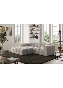 Ecksofa COTTA "Rocco L-Form, B: 248 cm, modernes Bubble-Sofa, gro&szlig;z&uuml;giger Sitzkomfort", beige (grau), B:248cm H:73cm T:93cm, 100% POLYESTER (PES), Sofas, Ecksofa, Wohnlandschaft-Charakter, frei stellbar, modernes Design