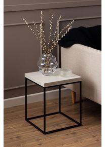 Couchtisch ACTONA GROUP "Barossa Wohnzimmertisch, Beistelltisch, Quadratisch, Sofatisch", beige, B:40cm H:45cm T:40cm, Tische, Couchtisch, Steinoptik, schwarze Stahlbeine, in weiteren Variationen, B: 40 cm