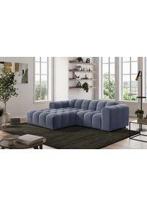 Ecksofa COTTA "Rocco L-Form, B: 248 cm, modernes Bubble-Sofa, gro&szlig;z&uuml;giger Sitzkomfort", blau (light coal), B:248cm H:73cm T:93cm, 92% POLYESTER (PES) / 8% POLYAMID (PA), Sofas, Ecksofa, Wohnlandschaft-Charakter, frei stellbar, modernes Design
