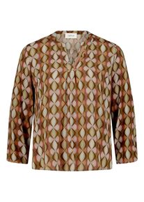 Klassische Bluse Cartoon "Blusenshirt mit Muster", Damen, Gr. 46, bunt (gr&uuml;n, taupe), Obermaterial: 100% Viskose CV., Blusen Klassische Bluse