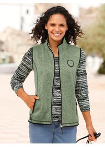 Fleeceweste Casual Looks, Damen, Gr. 38, gr&uuml;n (eucalyptus, schwarz, gemustert), 100% Polyester, Paspelierung:100% Polyester, gemustert, mehrfarbig, meliert, Westen Fleeceweste