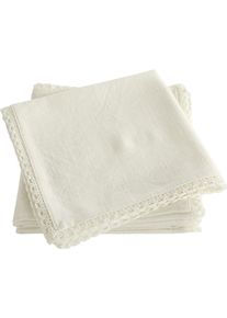 Stoffserviette OTTO HOME "Elyna", beige (creme), B:45cm L:45cm, Obermaterial: 100% Baumwolle, Servietten, Stoffserviette, uni, mit Spitze, weiche Haptik, 45x45 cm, Leinenoptik, 100% Baumwolle