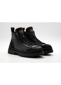 Schn&uuml;rboots Replay "SANDTOWN PEAK", Herren, Gr. 43, schwarz, Leder, unifarben, Schuhe Schn&uuml;rboots, Schn&uuml;rstiefelette mit Anziehlasche