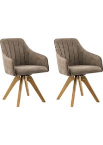 Drehstuhl Home Affaire "Formentor", braun (schlamm, eichefarben), B:58cm H:86cm T:46cm, Polyester, St&uuml;hle, Drehstuhl, mit R&uuml;ckensteppung