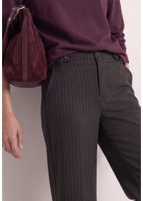 Stoffhose Street One "Style Emee", Damen, Gr. 40, L&auml;nge 30, grau (schwarz coffee), Web, Obermaterial: 76% Polyester, 20% Viskose, 4% Elasthan. Futter: 100% Polyester, gestreift, normal lang, Hosen Stoffhose, mit Streifen und weitem Bein