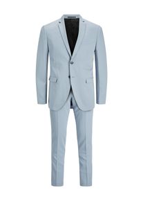 Jack & Jones Anzug JACK & JONES "JPRFRANCO Extra schmal, pflegeleicht, stilvoll mit fallendem Revers", Herren, Gr. 54, N-Gr, blau (ashley blau), Web, Obermaterial: 78% Polyester, 17% Viskose, 5% Elasthan, unifarben, slim fit, Anz&uuml;ge Anzug, Materialmix aus Polyester, Viskose und Elasthan