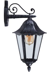 Eglo Wandleuchte "Navedo Au&szlig;en-Wandlampe, Wandlampe aus Aluguss und Glas, E27, IP44", schwarz, 1, H: 47,5cm, 1 Stk., Leuchten, Wand-/Deckenleuchte - L20 x H47,5 x AL28,5 cm - schwarz, silber-patina, Wandleuchte