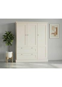 Kleiderschrank OTTO HOME "Binz, W&auml;scheschrank, Mehrzweckschrank, skandinavischer Landhausstil", beige (kaschmir beige), B:122cm H:130cm T:35cm, FSC-zertifizierter Holzwerkstoff, MDF, Schr&auml;nke, Kleiderschrank, viele Stauraumm&ouml;glichkeiten, Metallgriffe, T&uuml;ren mit Rahmen/ Kassetten