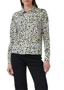 Hemdbluse s.Oliver, Damen, Gr. 46, wei&szlig; (sanftes wei&szlig; leo), Jersey, Obermaterial: 95% Baumwolle, 5% Elasthan, bedruckt, regular fit taillenbedeckt, ohne Ausschnitt, Manschette, Blusen Hemdbluse, mit Manschetten