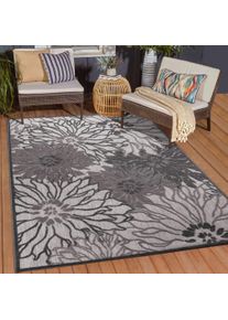 Teppich SANAT "Floral 2 Outdoor, auch als L&auml;ufer und rund", grau, B:160cm H:6mm L:230cm, Kunstfaser, Teppiche, Teppich, In- und Outdoor geeignet, Blumen, Balkon, Terrasse, Au&szlig;enbereich