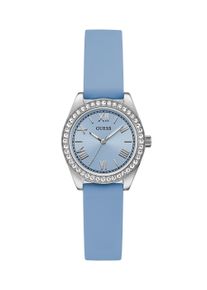 Quarzuhr Guess "Guess-MINI LUNA GLITZ", blau, Armbanduhren, Damen, Quarzuhr, Armbanduhr, Damenuhr, Silikonarmband, analog