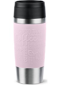Thermobecher Emsa "Travel Mug Classic, mit 360-Trink&ouml;ffnung, auslaufsicher, rutschfest", pink (pastell, pink), H:20,4cm &Oslash;:8,2cm, Edelstahl, Kunststoff, Silikon, Trinkgef&auml;&szlig;e, Thermobecher, 4h hei&szlig;, 8h kalt - 360 ml / 6h hei&szlig;, 12h kalt - 500 ml, 100% dicht