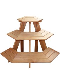 Blumenst&auml;nder PROMADINO "Blummentreppe Ecke", braun (honigbraun), B:87cm H:62cm T:59cm, Holzwerkstoff, Pflanzgef&auml;&szlig;e, Blumenst&auml;nder, BxTxH: 87x59x62 cm