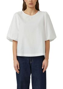 Schlupfbluse s.Oliver, Damen, Gr. 44, wei&szlig;, Web, Obermaterial: 100% Baumwolle, unifarben, l&auml;ssig geschnitten h&uuml;ftbedeckend, Rundhals, abgesteppte Kante, Blusen Schlupfbluse, mit weitem Hallbarm und Knopfvershcluss