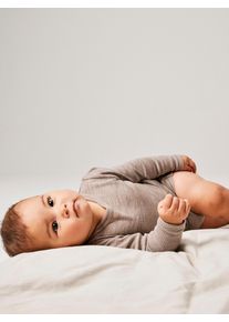 Langarmbody name it "NBNWAX WOOL RIB LS BODY NOOS", Jungen, Gr. 86, N-Gr, satellite, Rippstrick, Obermaterial: 100% Wolle, unifarben, Rundhals, Bodys Langarmbody, aus reiner Merinowolle