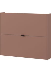 Schuhschrank Germania "Ameca", braun (toffee, navarra, eiche, nachbildung), B:100cm H:83cm T:18cm, Holzwerkstoff, Schr&auml;nke, Schuhschrank, f&uuml;r schmale Flure, Tiefe: 18cm, Soft-close, Breite: 100 oder 140 cm