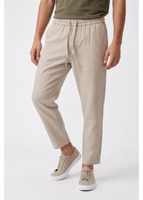 Only & Sons Schlupfhose ONLY & SONS "ONSLINUS CROP 0007 COT LIN PNT NOOS", Herren, Gr. S, N-Gr, coriander detail:two tone (wei&szlig;), Web, Obermaterial: 75% Baumwolle, 25% Leinen, unifarben, slim fit kn&ouml;chellang, Hosen Schlupfhose, Baumwolle mit Leinen, Gummizug und Kordel