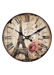 Wanduhr OTTO HOME "Eiffelturm I", bunt, B:34cm H:33,8cm T:4cm, Wanduhren, Wanduhr, r&ouml;mische Ziffern, 34 cm