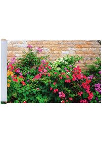 Balkonsichtschutz Maximex "Mauer-Blumen", bunt, B:85cm L:500cm, Polyester, Markisen, Balkonsichtschutz, 5 m, UV- und witterungsbest&auml;ndig