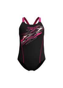 Badeanzug Speedo "f&uuml;r M&auml;dchen", Kinder, Gr. 128 (122), N-Gr, schwarz (blk, pnk), Obermaterial: 80% Polyamid, 20% Elasthan. Futter: 100% Polyester, Badeanz&uuml;ge Badeanzug, f&uuml;r Kinder und Jugendliche entwickelt, schnell trocknend