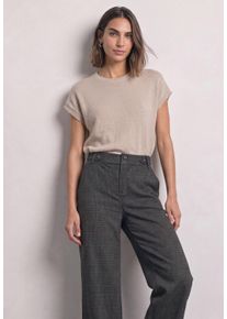 Stoffhose Street One "Style Emee", Damen, Gr. 38, L&auml;nge 32, grau (schwarz), Web, Obermaterial: 83% Polyester, 15% Viskose, 2% Elasthan. Futter: 100% Polyester, kariert, normal lang, Hosen Stoffhose, mit Karomuster