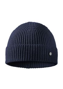 Strickm&uuml;tze Pearlwood "KNUT", Herren, blau, Grobstrick, Materialmix, unifarben, M&uuml;tzen Strickm&uuml;tze, Grobstrick, kurze Passform, Temperaturregulierend