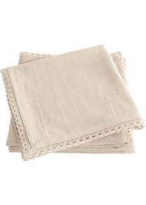 Stoffserviette OTTO HOME "Elyna", beige (taupe), B:45cm L:45cm, Obermaterial: 100% Baumwolle, Servietten, Stoffserviette, uni, mit Spitze, weiche Haptik, 45x45 cm, Leinenoptik, 100% Baumwolle