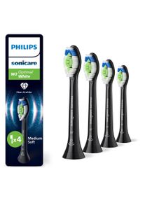 Aufsteckb&uuml;rsten PHILIPS SONICARE "W2 Optimal White", schwarz, Zahnb&uuml;rstenk&ouml;pfe, 4 Stk., Aufsteckb&uuml;rsten, f&uuml;r wei&szlig;ere Z&auml;hne, f&uuml;r jedes Sonicare Handst&uuml;ck, Topseller