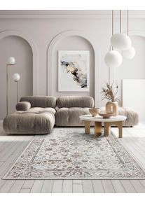 Teppich MERINOS "Creation 50112", beige (creme), B:80cm H:10mm L:300cm, Polyester, Teppiche, Teppich, elegant, gl&auml;nzend, Kurzflor, pflegeleicht, Wohnzimmer