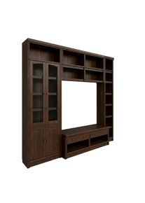 Wohnwand OTTO HOME "Soeren, 1 TV-Lowboard, 1 Wandregal, 1 B&uuml;cherregal, 1 Vitrine", dunkelbraun, B:278cm H:220cm T:45cm, Massivholz, Kastenm&ouml;bel-Sets, Wohnwand, aus massiver Kiefer, T/B/H 45cm/278cm/220cm