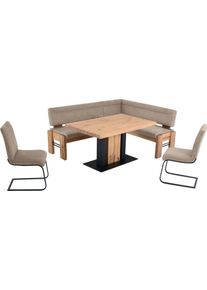K+w Komfort & Wohnen Eckbankgruppe K+W KOMFORT & WOHNEN "Floyd", beige (sand 35, balkeneiche 437), B:163cm H:90cm T:203cm, Sitzm&ouml;bel-Sets, Eckbankgruppe, Stauraum-Eckbank, wahlweise rechts oder links langer Schenkel 203cm