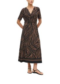 Blusenkleid s.Oliver BLACK LABEL, Damen, Gr. 42, N-Gr, schwarz, braun, Web, Obermaterial: 95% Viskose, 5% Elasthan, k&ouml;rpernah lang, V-Ausschnitt, abgesteppte Kante, Kleider Blusenkleid, Sommerkleid mit Animal-Print