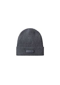 Strickm&uuml;tze Calvin Klein "PATCH CHUNKY RIB COTTON BEANIE", Herren, grau (charcoal grau heather), Strick, Baumwollmischung, M&uuml;tzen Strickm&uuml;tze, mit Markenlogo