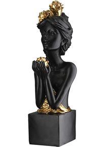 Skulptur Gilde "Skulptur Frau Rosenliebe schwarz", schwarz, B:14cm H:42cm T:16cm, Kunstharz, Dekofiguren, Skulptur, Frauenfigur Rosenmotiv romantische Skulptur edle Dekoration